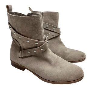 SOLE SOCIETY Taupe BELVANNE Genuine Leather Suede Ankle Boots Booties Shoes sz 8